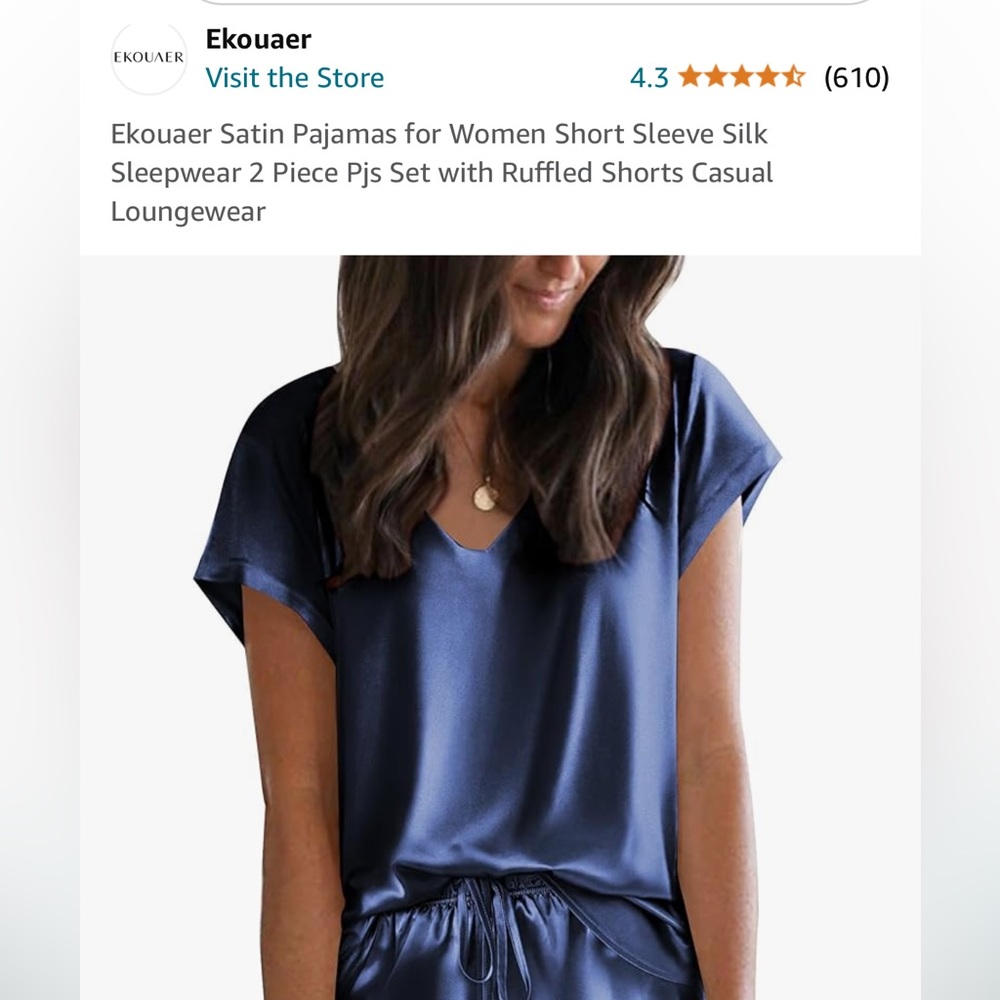 Navy blue Pajamas for Women Short Sleeve 2 Piece Pjs Set with Ruffled Short